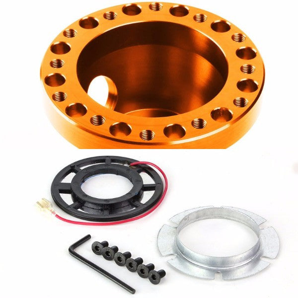 Orange Aluminum 6-Hole Steering Wheel Hub Adapter For 626/RX7/RX8/Miata/Accent/Genesis-Interior-BuildFastCar