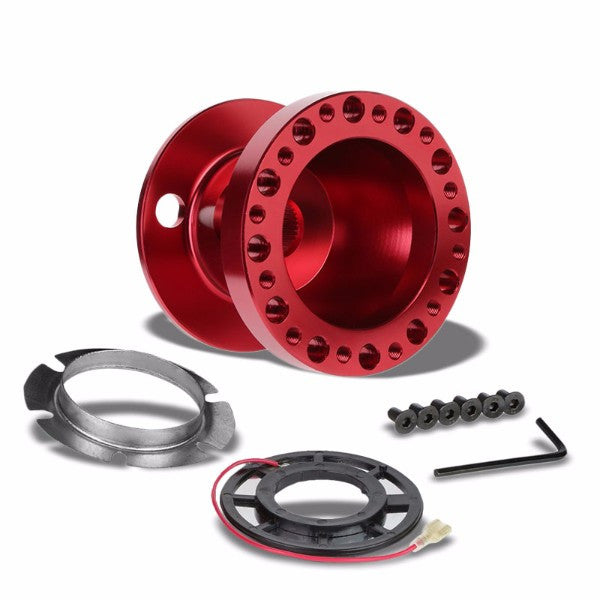 Red Aluminum 6-Hole Steering Wheel Hub Adapter For 626/RX7/RX8/Miata/Accent/Genesis-Interior-BuildFastCar