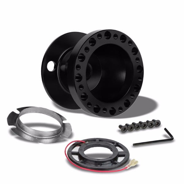 Black Aluminum 6-Hole Steering Wheel Hub Adapter For Toyota/Scion MR2/Corolla/AE86/tC-Interior-BuildFastCar