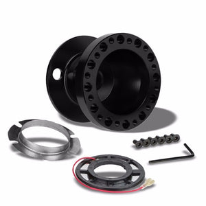 Black Aluminum 6-Hole Steering Wheel Hub Adapter For Toyota/Scion MR2/Corolla/AE86/tC-Interior-BuildFastCar