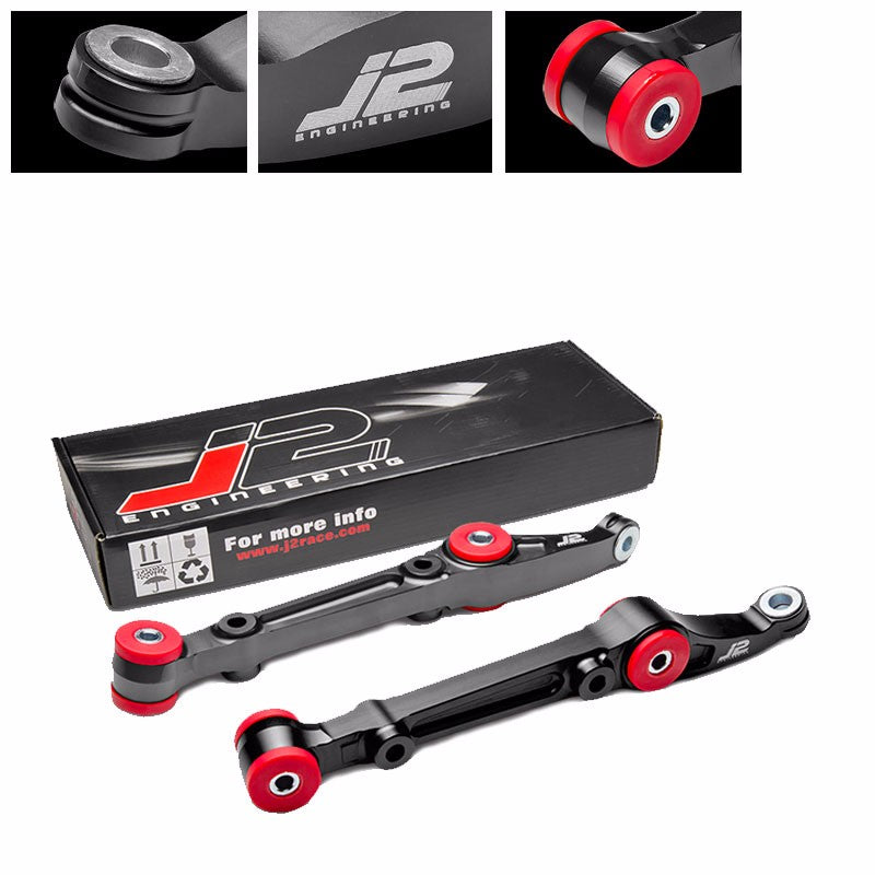 J2 Black Aluminum Front Lower Control Arm Bar Suspension For Honda 92-00 Civic-Suspension-BuildFastCar