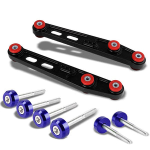 Black Rear Lower Control Arms Bar Kit+Blue Low Control Arm Cover Washer Honda 88-95 Civic-Suspension-BuildFastCar