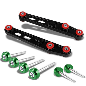 Black Rear Lower Control Arms Bar Kit+Green Low Control Arm Cover Washer Honda 88-95 Civic-Suspension-BuildFastCar
