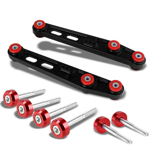Black Rear Lower Control Arms Bar Kit+Red Low Control Arm Cover Washer Honda 88-95 Civic-Suspension-BuildFastCar