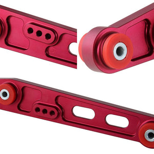 Red Rear Lower Control Arms Bar Kit+Purple Low Control Arm Cover Washer Honda 88-95 Civic-Suspension-BuildFastCar
