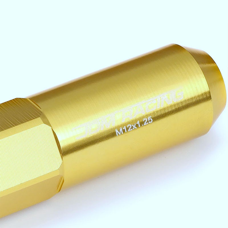 Gold Aluminum M12x1.25 20MM Hexagon Open End Acorn Tuner 20x Conical Lug Nuts-Accessories-BuildFastCar