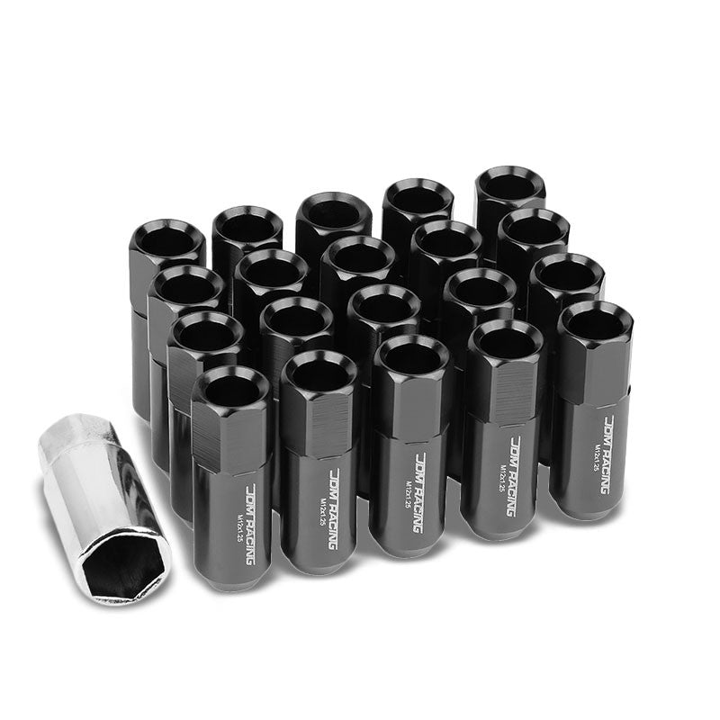 Gunmetal Aluminum M12x1.25 20MM Hexagon Open Acorn Tuner 20x Conical Lug Nuts-Accessories-BuildFastCar