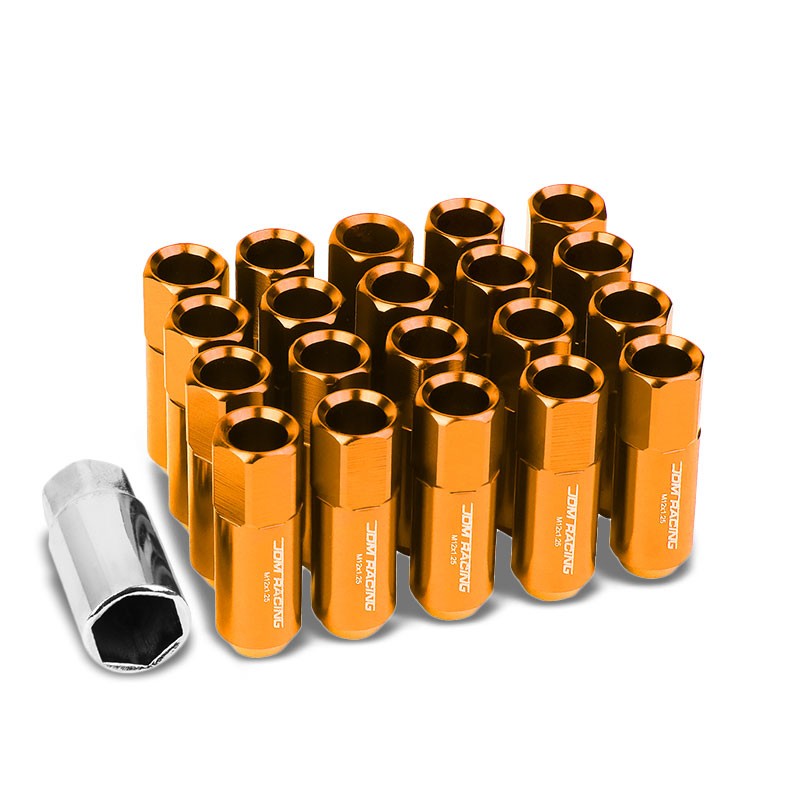 Orange Aluminum M12x1.25 20MM Hexagon Open End Acorn Tuner 20x Conical Lug Nuts-Accessories-BuildFastCar