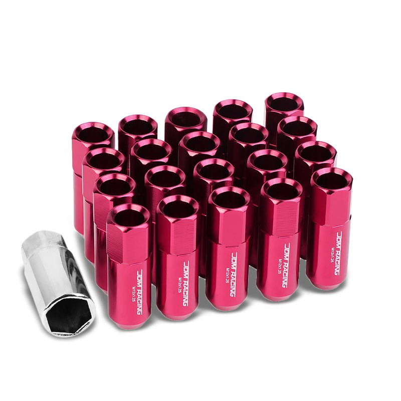 Pink Aluminum M12x1.25 20MM Hexagon Open End Acorn Tuner 20x Conical Lug Nuts-Accessories-BuildFastCar