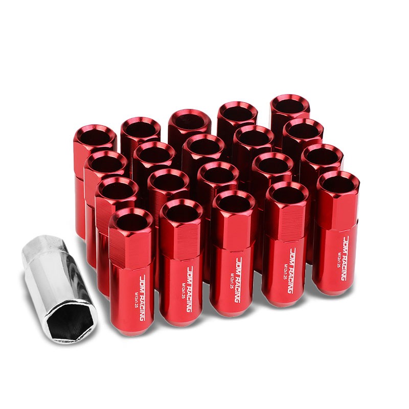 Red Aluminum M12x1.25 20MM Hexagon Open End Acorn Tuner 20x Conical Lug Nuts-Accessories-BuildFastCar