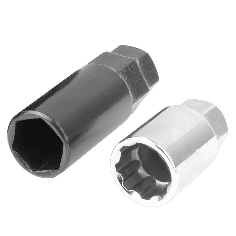 Black Aluminum M12x1.50 Conical Open Acorn Lock Tuner 16x Lug Nuts+4 Lock Nuts-Accessories-BuildFastCar