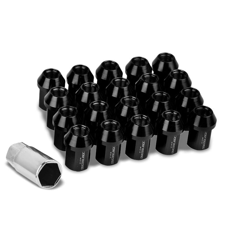 Black Aluminum M12x1.25 35MM Short Close End Acorn Tuner 20x Conical Lug Nuts-Accessories-BuildFastCar