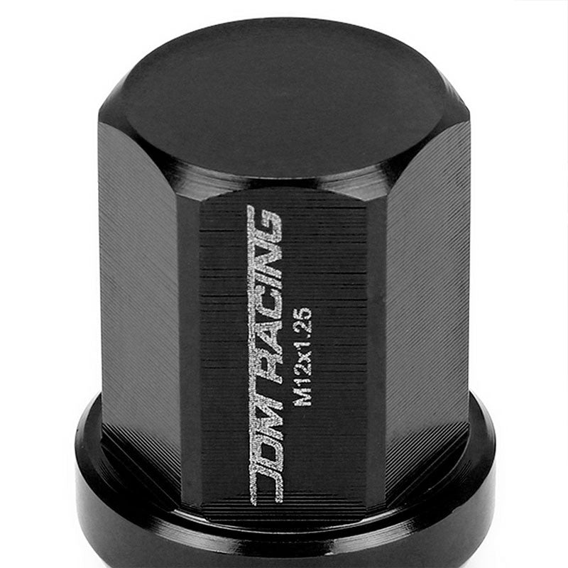 Black Aluminum M12x1.25 35MM Short Close End Acorn Tuner 20x Conical Lug Nuts-Accessories-BuildFastCar