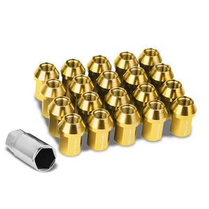 Gold Aluminum M12x1.25 35MM Short Close End Acorn Tuner 20x Conical Lug Nuts-Accessories-BuildFastCar