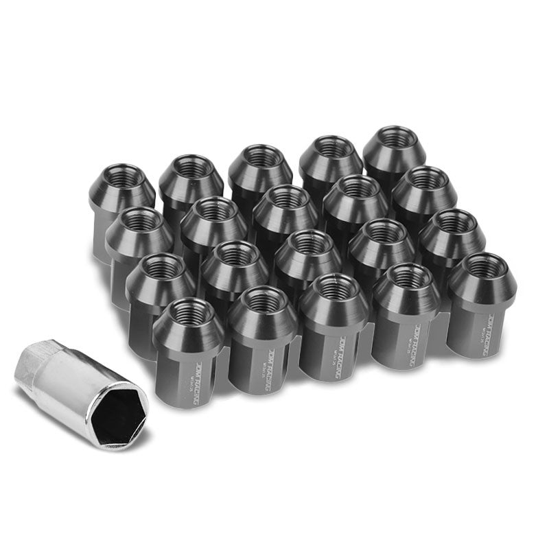 Gunmetal Aluminum M12x1.25 35MM Short Close End Acorn Tuner 20x Conical Lug Nuts-Accessories-BuildFastCar