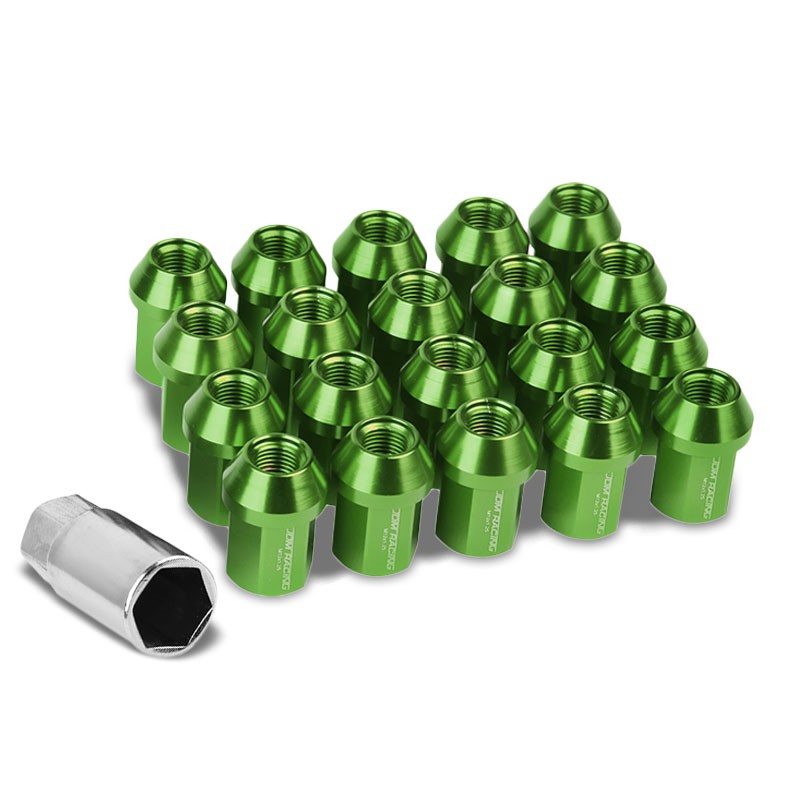 Green Aluminum M12x1.25 35MM Short Close End Acorn Tuner 20x Conical Lug Nuts-Accessories-BuildFastCar