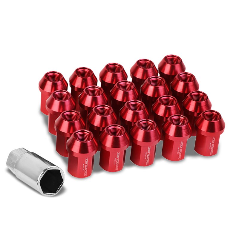 Red Aluminum M12x1.25 35MM Short Close End Acorn Tuner 20x Conical Lug Nuts-Accessories-BuildFastCar