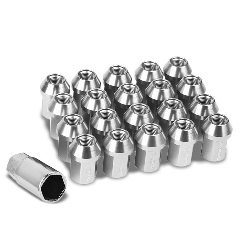 Silver Aluminum M12x1.25 35MM Short Close End Acorn Tuner 20x Conical Lug Nuts-Accessories-BuildFastCar