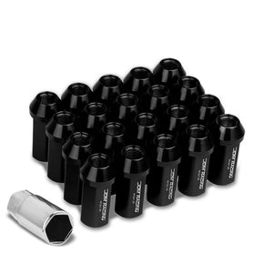 Black Aluminum M12x1.25 50MM Hexagon Close End Acorn Tuner 20x Conical Lug Nuts-Accessories-BuildFastCar