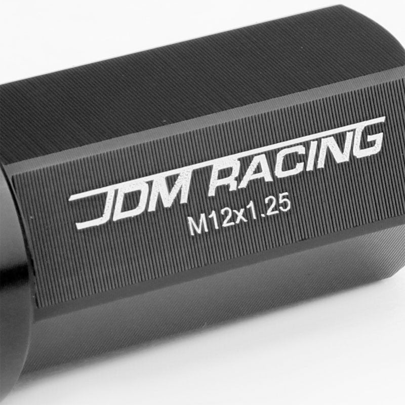Black Aluminum M12x1.25 50MM Hexagon Close End Acorn Tuner 20x Conical Lug Nuts-Accessories-BuildFastCar
