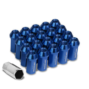 Blue Aluminum M12x1.25 50MM Hexagon Close End Acorn Tuner 20x Conical Lug Nuts-Accessories-BuildFastCar