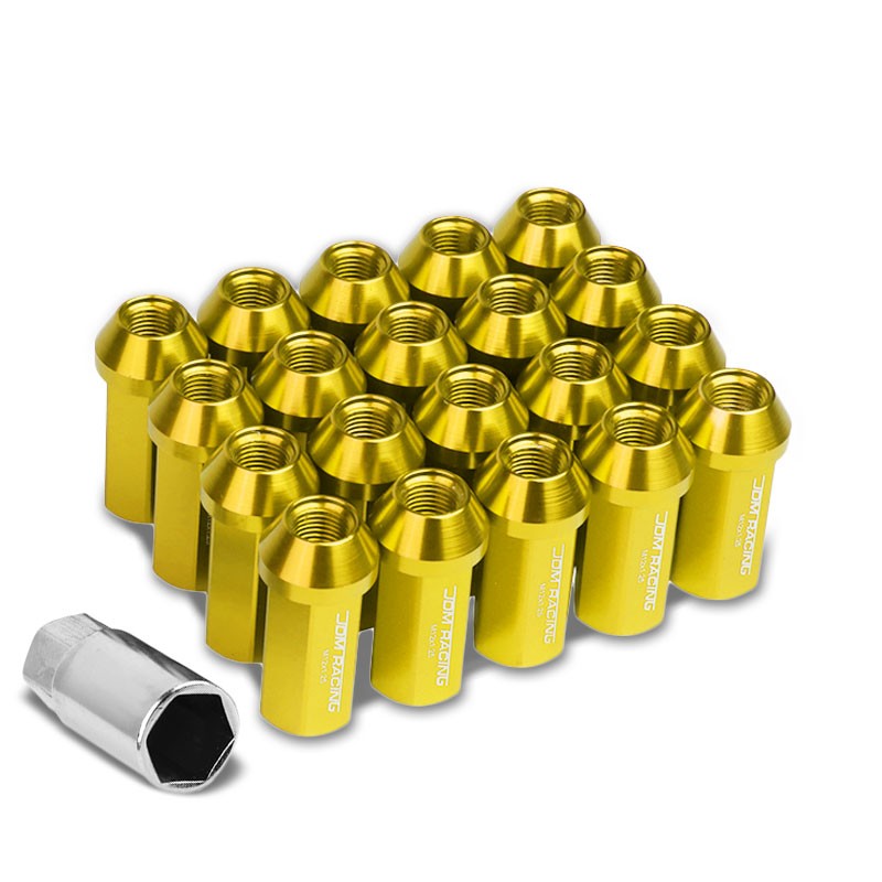 Gold Aluminum M12x1.25 50MM Hexagon Close End Acorn Tuner 20x Conical Lug Nuts-Accessories-BuildFastCar
