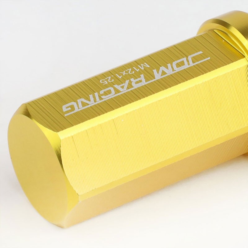 Gold Aluminum M12x1.25 50MM Hexagon Close End Acorn Tuner 20x Conical Lug Nuts-Accessories-BuildFastCar