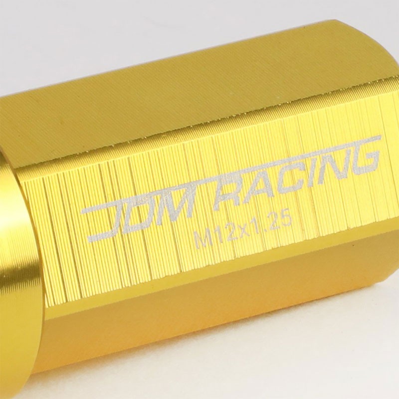Gold Aluminum M12x1.25 50MM Hexagon Close End Acorn Tuner 20x Conical Lug Nuts-Accessories-BuildFastCar