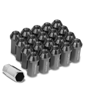 Gunmetal Aluminum M12x1.25 50MM Hexagon Close Acorn Tuner 20x Conical Lug Nuts-Accessories-BuildFastCar