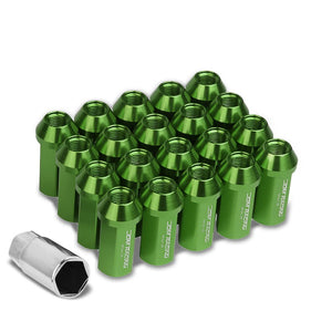 Green Aluminum M12x1.25 50MM Hexagon Close End Acorn Tuner 20x Conical Lug Nuts-Accessories-BuildFastCar