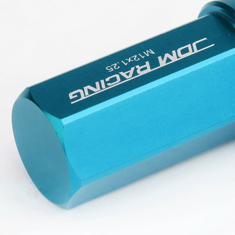 Light Blue Aluminum M12x1.25 50MM Hexagon Close Acorn Tuner 20x Conical Lug Nuts-Accessories-BuildFastCar