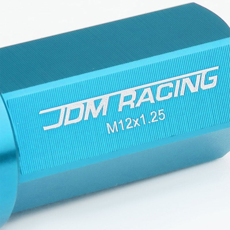 Light Blue Aluminum M12x1.25 50MM Hexagon Close Acorn Tuner 20x Conical Lug Nuts-Accessories-BuildFastCar