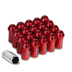 Red Aluminum M12x1.25 50MM Hexagon Close End Acorn Tuner 20x Conical Lug Nuts-Accessories-BuildFastCar