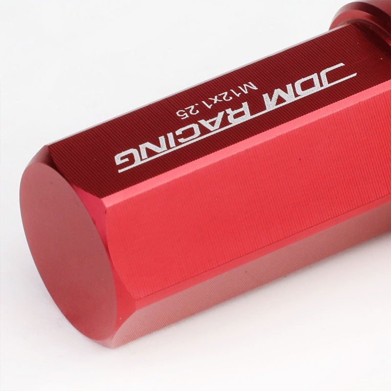 Red Aluminum M12x1.25 50MM Hexagon Close End Acorn Tuner 20x Conical Lug Nuts-Accessories-BuildFastCar