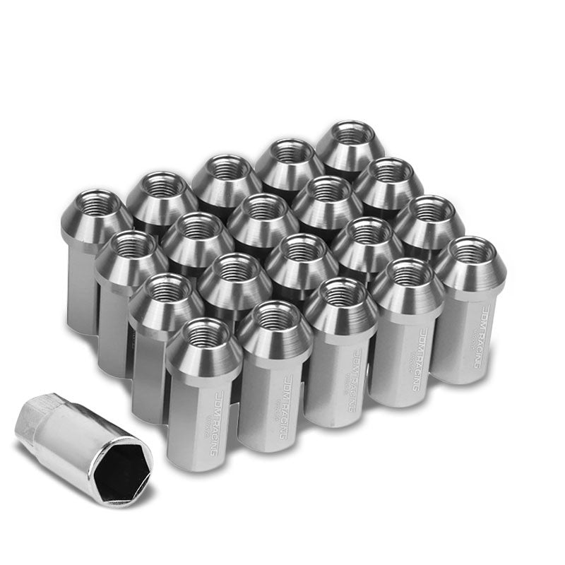 Silver Aluminum M12x1.25 50MM Hexagon Close End Acorn Tuner 20x Conical Lug Nuts-Accessories-BuildFastCar