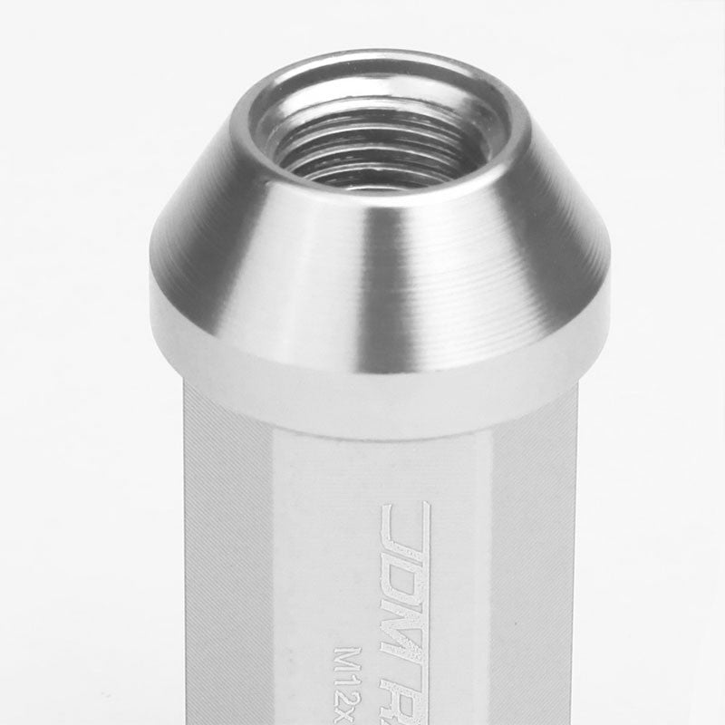 Silver Aluminum M12x1.25 50MM Hexagon Close End Acorn Tuner 20x Conical Lug Nuts-Accessories-BuildFastCar