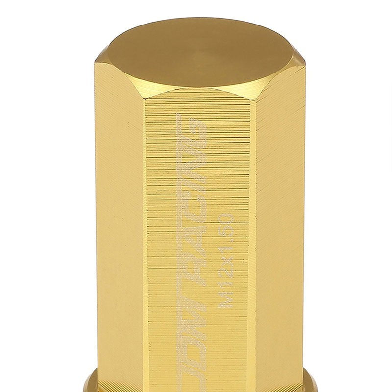 Gold Aluminum M12x1.50 50MM Hexagon Close End Acorn Tuner 20x Conical Lug Nuts-Accessories-BuildFastCar