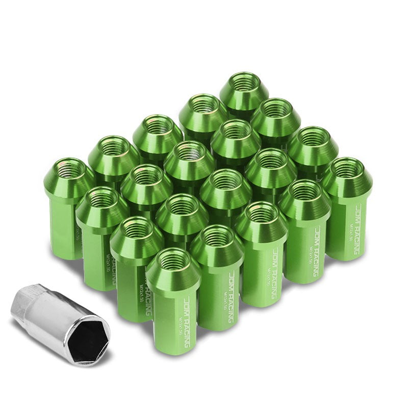 Green Aluminum M12x1.50 50MM Hexagon Close End Acorn Tuner 20x Conical Lug Nuts-Accessories-BuildFastCar