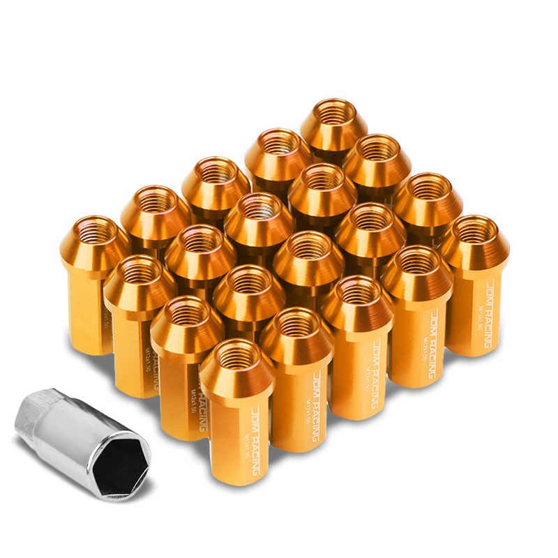 Orange Aluminum M12x1.50 50MM Hexagon Close End Acorn Tuner 20x Conical Lug Nuts-Accessories-BuildFastCar