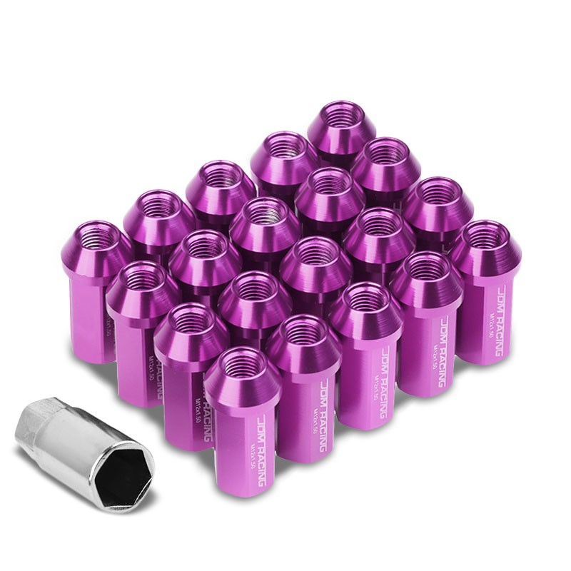 Purple Aluminum M12x1.50 50MM Hexagon Close End Acorn Tuner 20x Conical Lug Nuts-Accessories-BuildFastCar