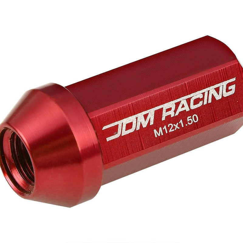 Red Aluminum M12x1.50 50MM Hexagon Close End Acorn Tuner 20x Conical Lug Nuts-Accessories-BuildFastCar