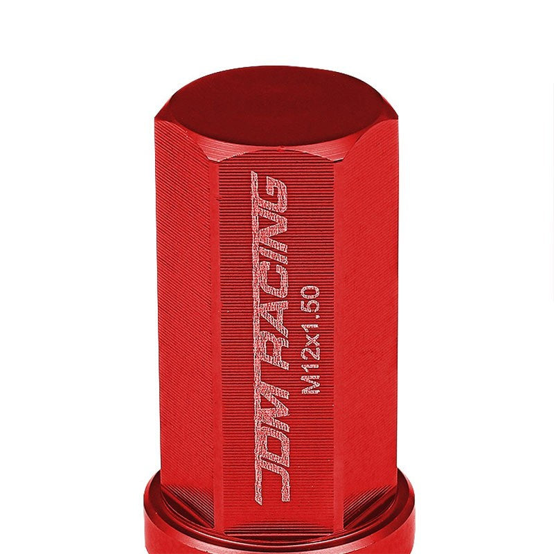 Red Aluminum M12x1.50 50MM Hexagon Close End Acorn Tuner 20x Conical Lug Nuts-Accessories-BuildFastCar