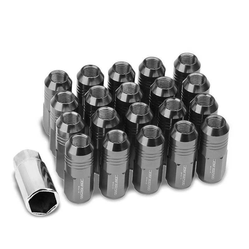 Gunmetal Aluminum M12x1.25 50MM Tall Close End Acorn Tuner 20x Conical Lug Nuts-Accessories-BuildFastCar