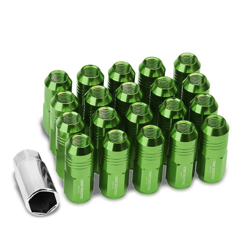 Green Aluminum M12x1.25 50MM Tall Close End Acorn Tuner 20x Conical Lug Nuts-Accessories-BuildFastCar