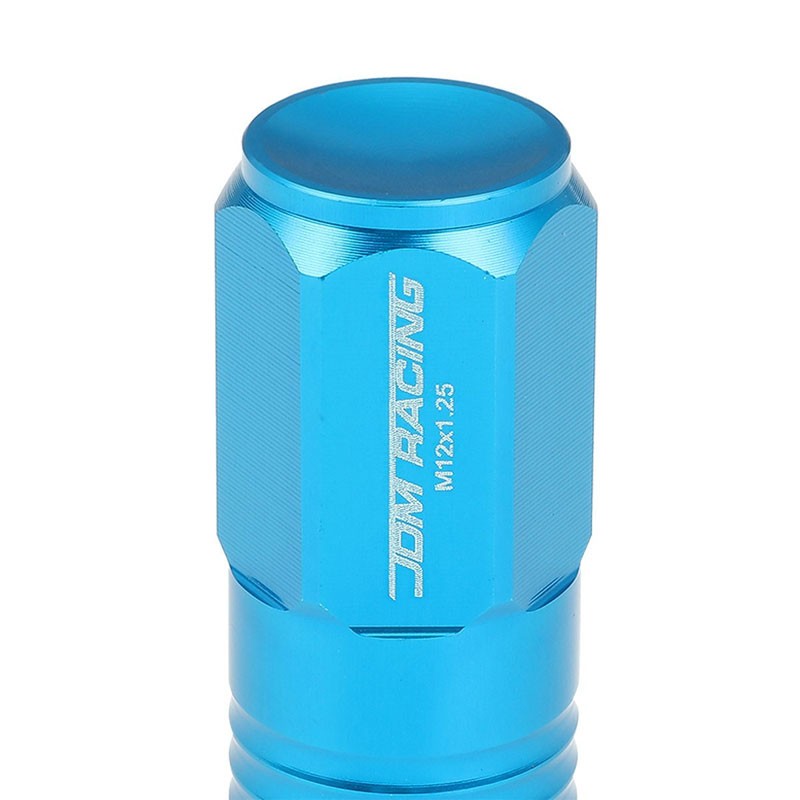 Light Blue Aluminum M12x1.25 50MM Tall Close Acorn Tuner 20x Conical Lug Nuts-Accessories-BuildFastCar