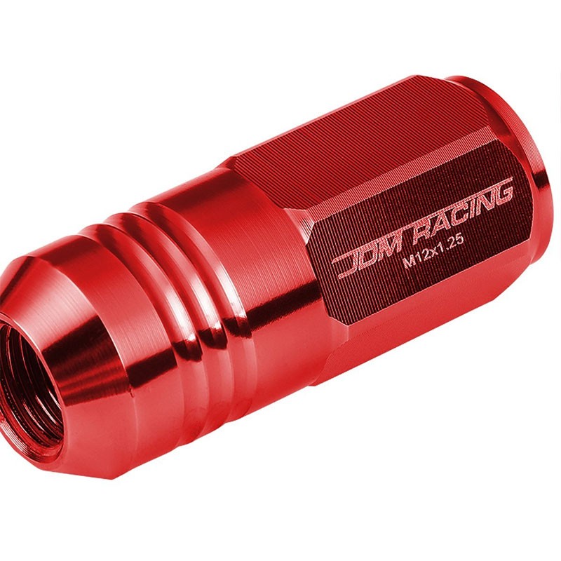 Red Aluminum M12x1.25 50MM Height Close End Acorn Tuner 20x Conical Lug Nuts-Accessories-BuildFastCar