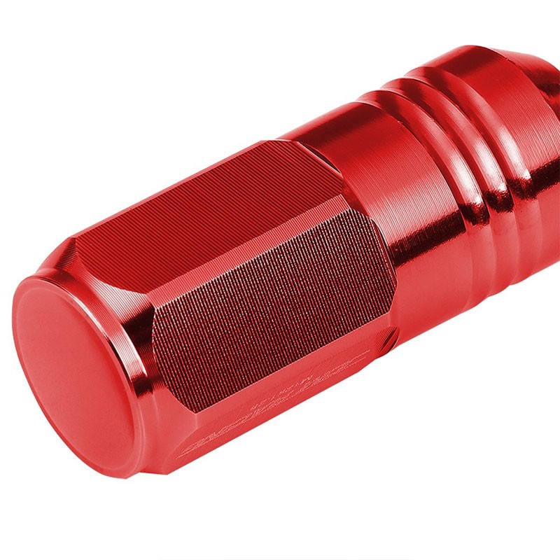 Red Aluminum M12x1.25 50MM Height Close End Acorn Tuner 20x Conical Lug Nuts-Accessories-BuildFastCar