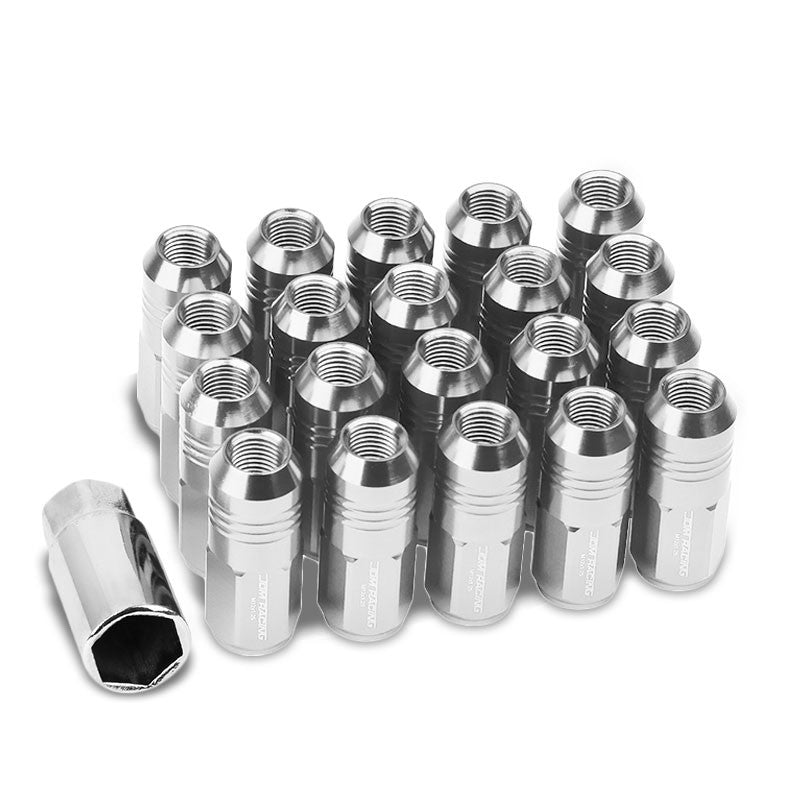 Silver Aluminum M12x1.25 50MM Tall Close End Acorn Tuner 20x Conical Lug Nuts-Accessories-BuildFastCar