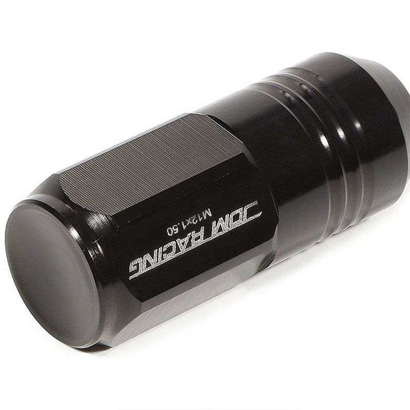 Black Aluminum M12x1.50 50MM Tall Close End Acorn Tuner 20x Conical Lug Nuts-Accessories-BuildFastCar