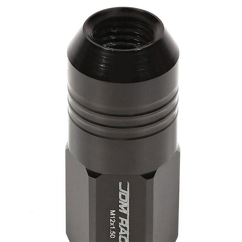 Black Aluminum M12x1.50 50MM Tall Close End Acorn Tuner 20x Conical Lug Nuts-Accessories-BuildFastCar